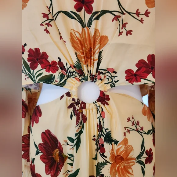 !!! Sale !! No Offer!! Farm Rio x Anthropologie Long-Sleeve Cutout Maxi Dress - Picture 13 of 17